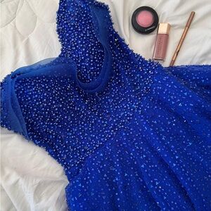 Royal Blue Beaded Prom Dress - Women Dresses Prom